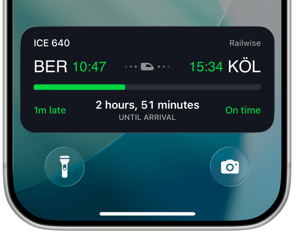 Railwise Live Activity on the Lock Screen